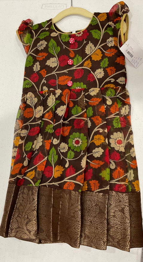 Brown Floral kids Gown