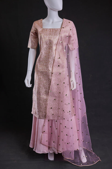 Baby Pink Kurta ,skirt palazzo with duppata