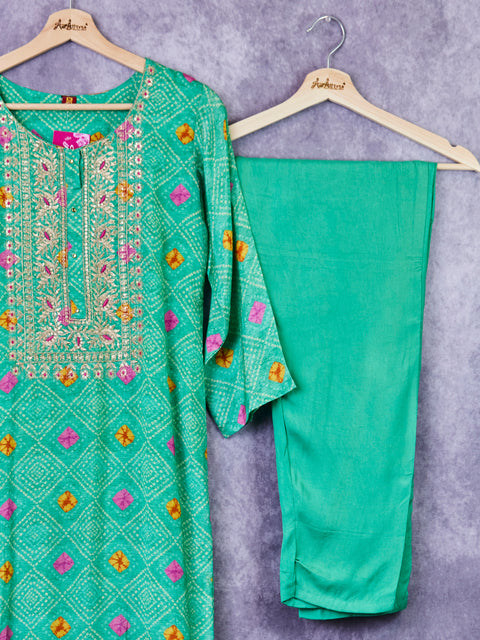 Green Kurta, Pants and Dupatta set