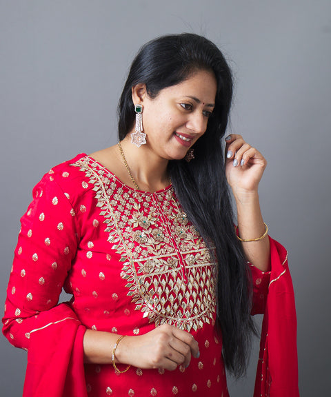 Red Kurta, Pant and Dupatta set