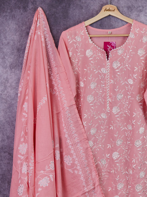 Pink Kurta, Pants & Dupatta set