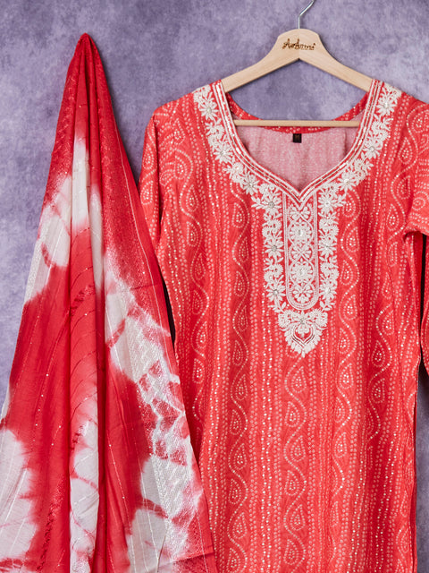 Pink Kurta, Pants and Dupatta set