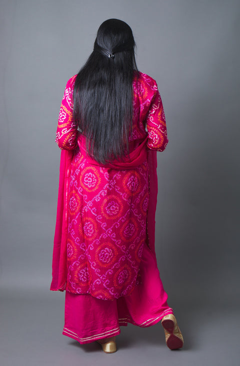 Rani Pink Kurta, Pant and Dupatta set