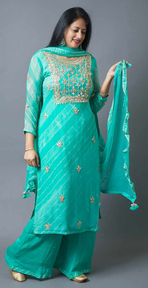 Blue Kurta, Pant and Dupatta set