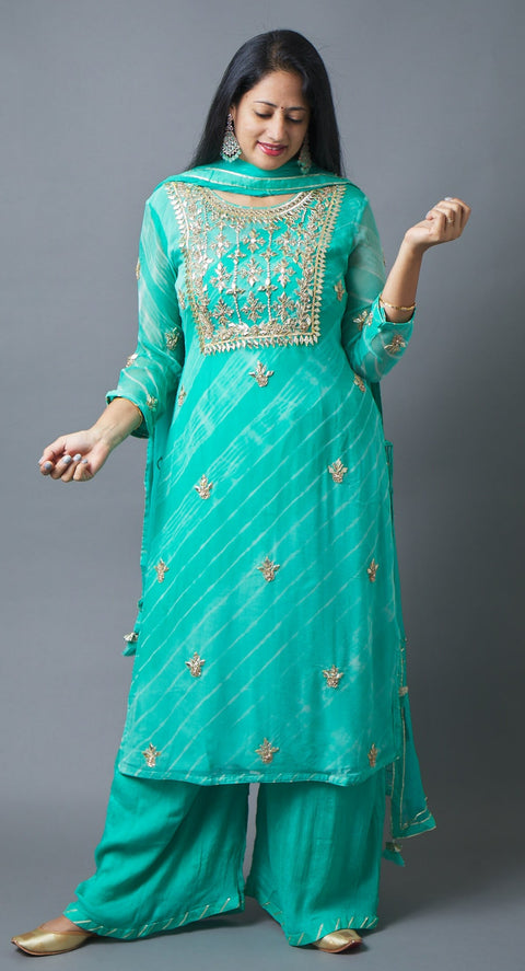 Blue Kurta, Pant and Dupatta set