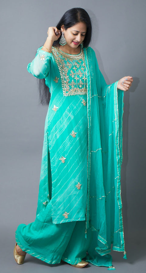 Blue Kurta, Pant and Dupatta set