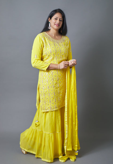 Yellow Kurta, Pant and Dupatta set