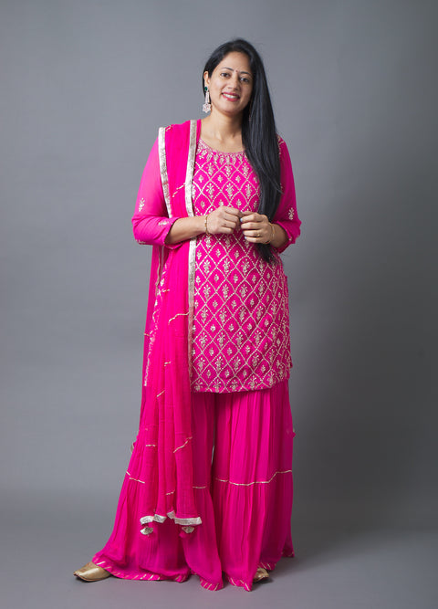 Pink Kurta, Pant and Dupatta set