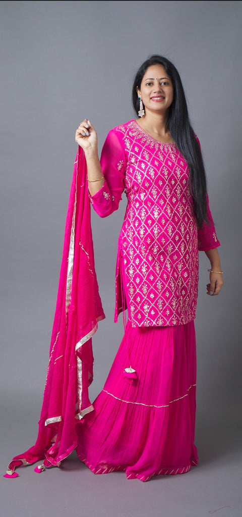 Pink Kurta, Pant and Dupatta set