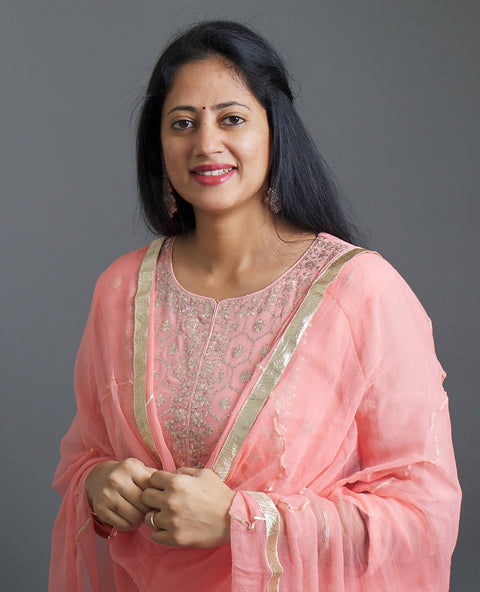 Peach Kurta, Pant and Dupatta set