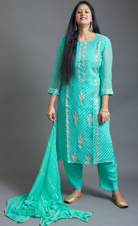 Blue Kurta, Pant and Dupatta set