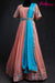 Peach and Blue Georgette Gown with all over Sequence and belt