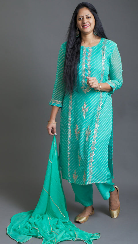 Blue Kurta, Pant and Dupatta set