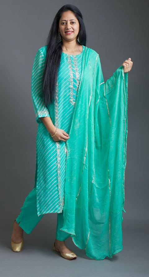 Blue Kurta, Pant and Dupatta set