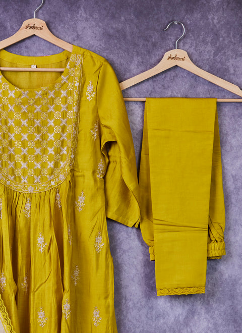 Yellow Kurta, Pants and Dupatta set