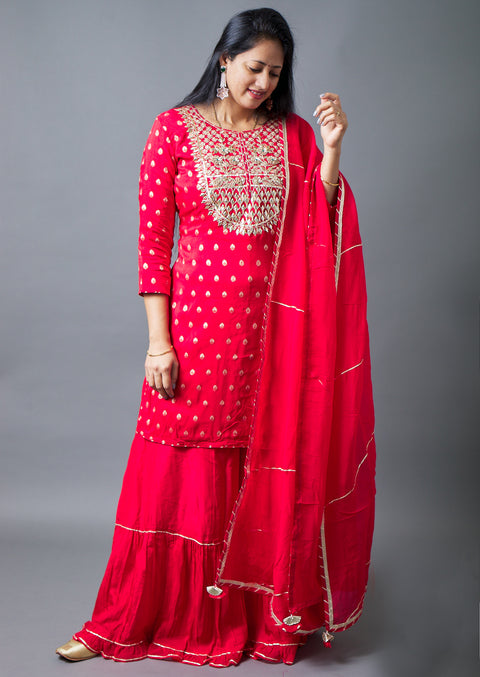 Red Kurta, Pant and Dupatta set