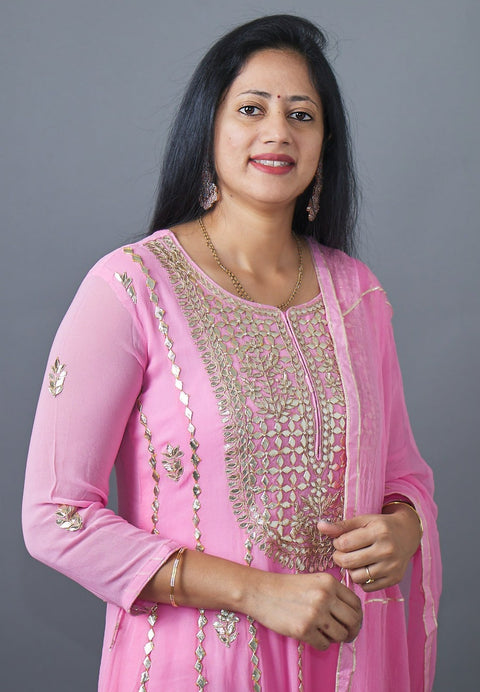 Pink Kurta, Pant and Dupatta set