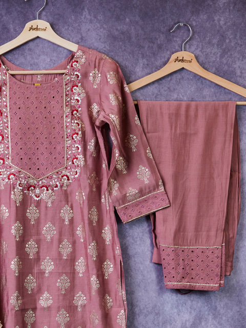Onion Pink Kurta, Pants and Dupatta set