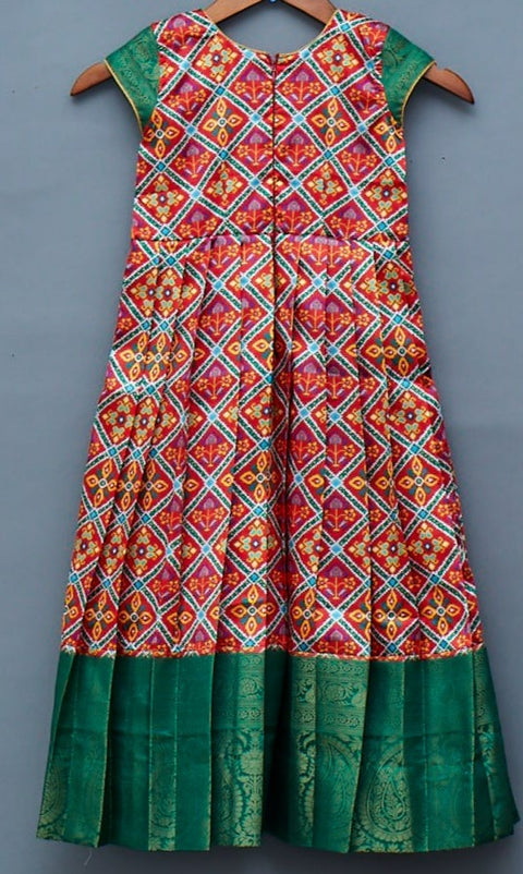 Green and Red with Patola print
