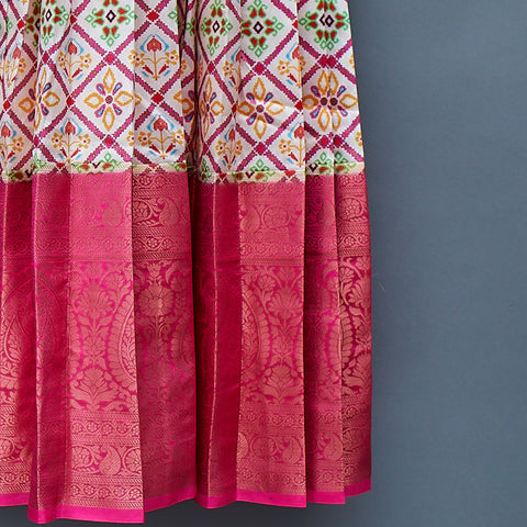 White and pink with Patola print