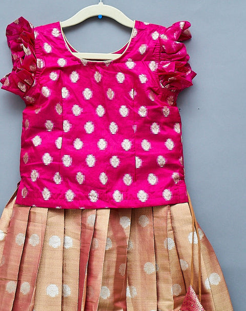 Pink Tissue Kids Lehangas