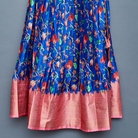 Peach and Blue Crop Top Lehanga