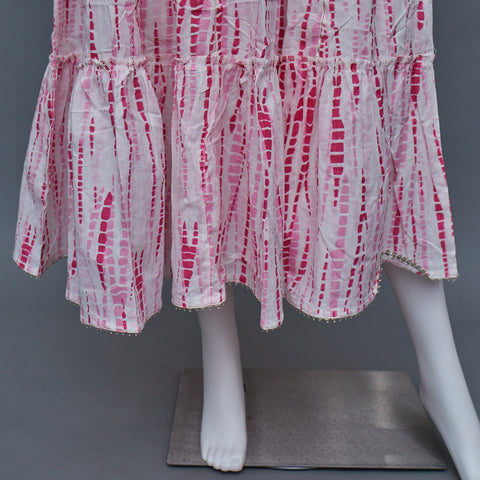 Pink White A-Line Kurti
