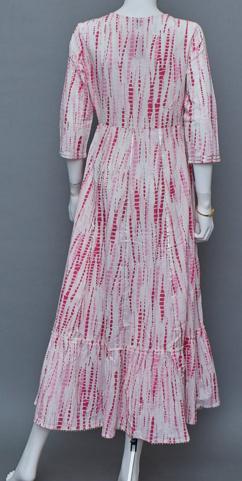 Pink White A-Line Kurti