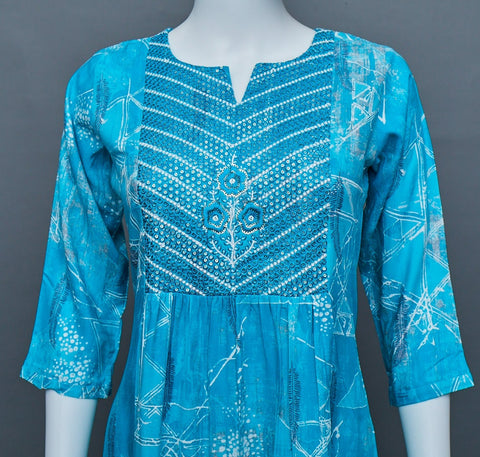 Blue White A-Line Kurti
