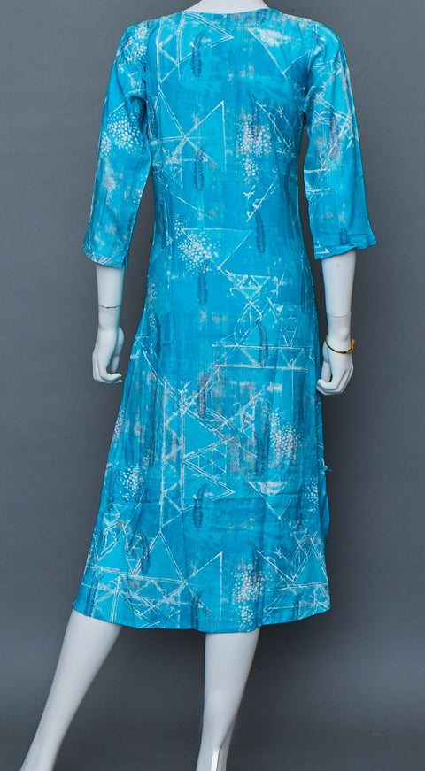 Blue White A-Line Kurti