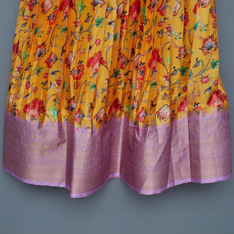 Lavender and Yellow Crop Top Lehenga