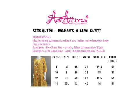 Yellow A-Line Kurti