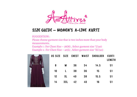 Wine Color A-Line Kurti