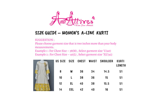 Cream and Yellow A-Line Kurti