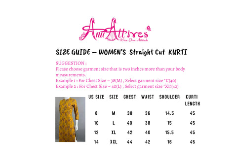 Mustard cotton Straight Kurti