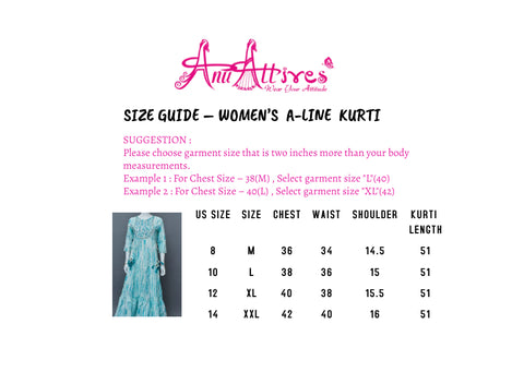 Blue White A-Line Kurti