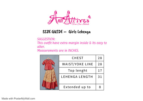Red and Mustard Patola print Kids Lehangas