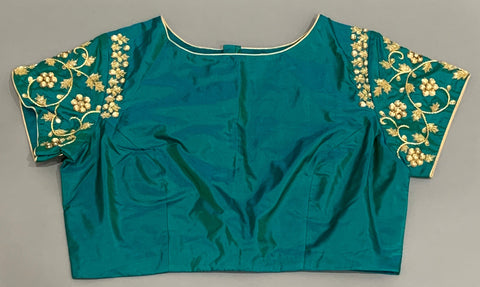 Peacock Blue Blouse with Hand Work