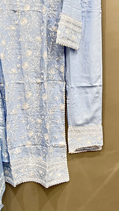 Sky Blue Kurta Pant & Dupatta Set