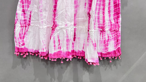 Pink White A-Line Kurti