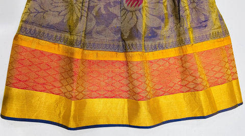 Pink and Lavender Pattu Kids-dress