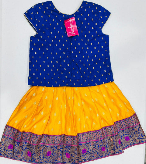 Blue and Yellow kids lehengas