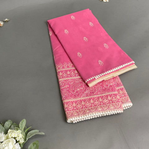 Green and White Organza saree