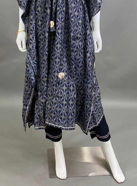 Navy Blue Kaftan Kurta & Pant Set