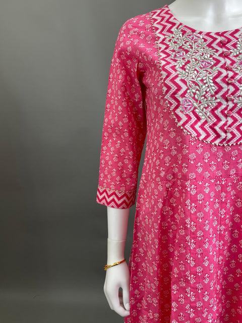 Pink and White Kurta & Pant Set
