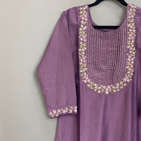 Lavender Handwork Kurta, Pant and Dupatta set
