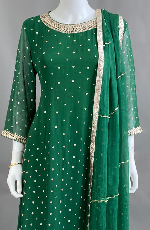 Bottle Green Kurta, Pant and Dupatta set