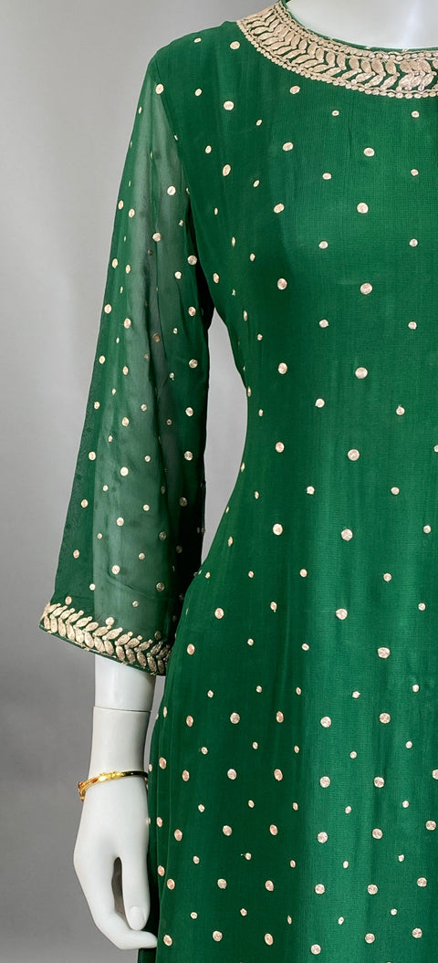 Bottle Green Kurta, Pant and Dupatta set