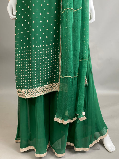 Bottle Green Kurta, Pant and Dupatta set