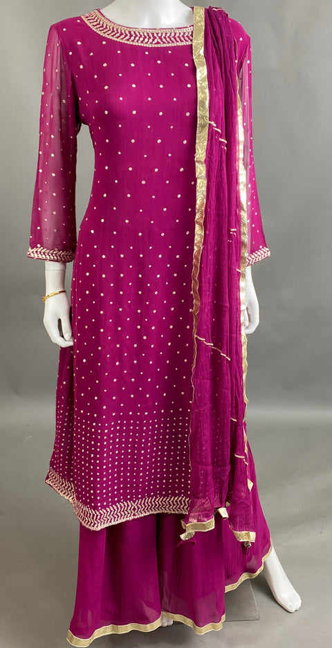 Rani Pink Kurta, Pant and Dupatta set